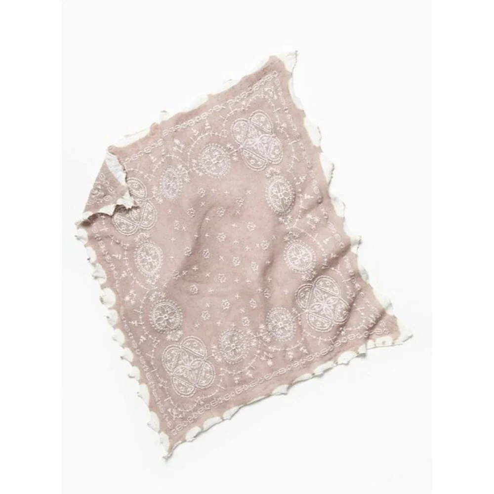 Free People Heirloom Embroidered Paisley Pink Bandana Scarves NEW 215839